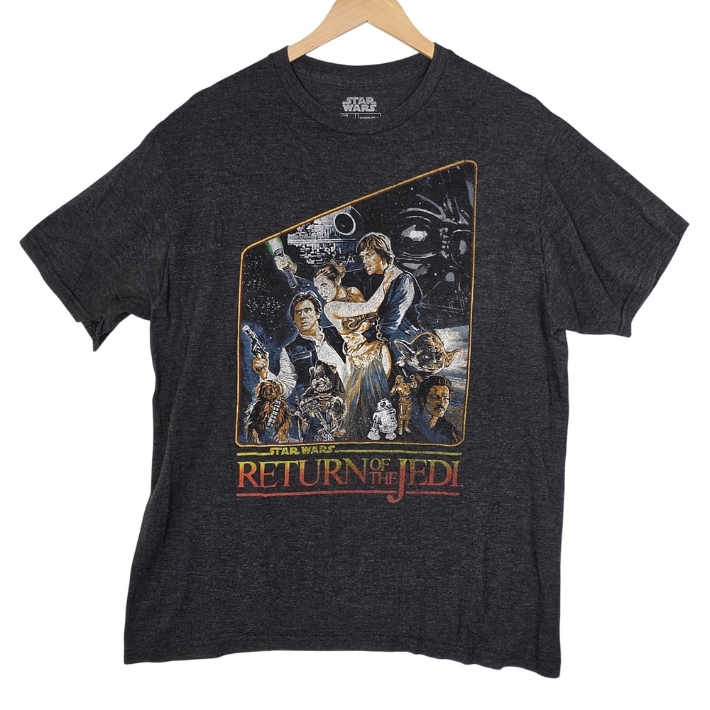 Star Wars Mens Large Charcoal Heather Return of the Jedi Graphic T-Shirt Sci-Fi